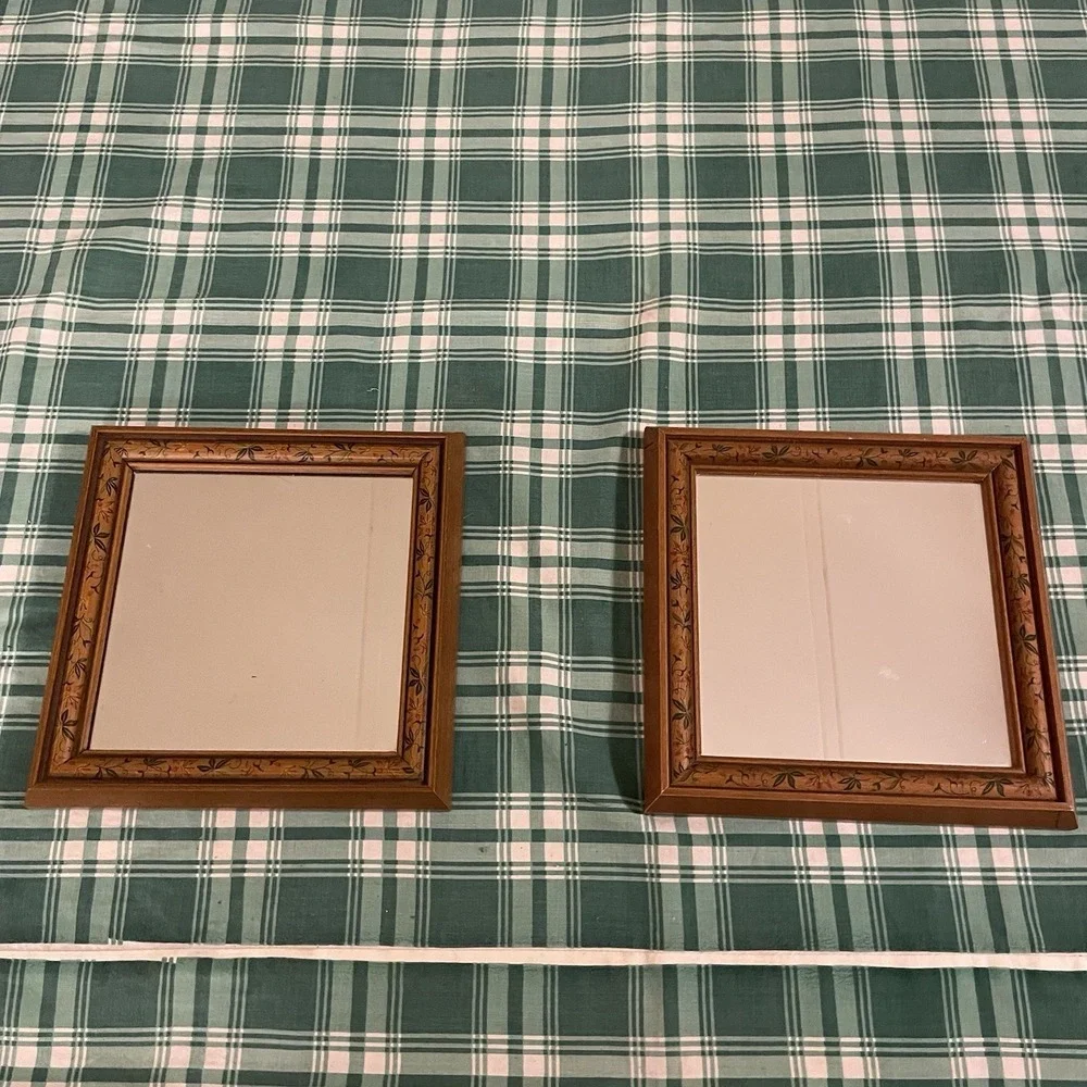 Vintage Home Interiors Floral Framed Mirrors Set of 2 Wall Decor 7.5